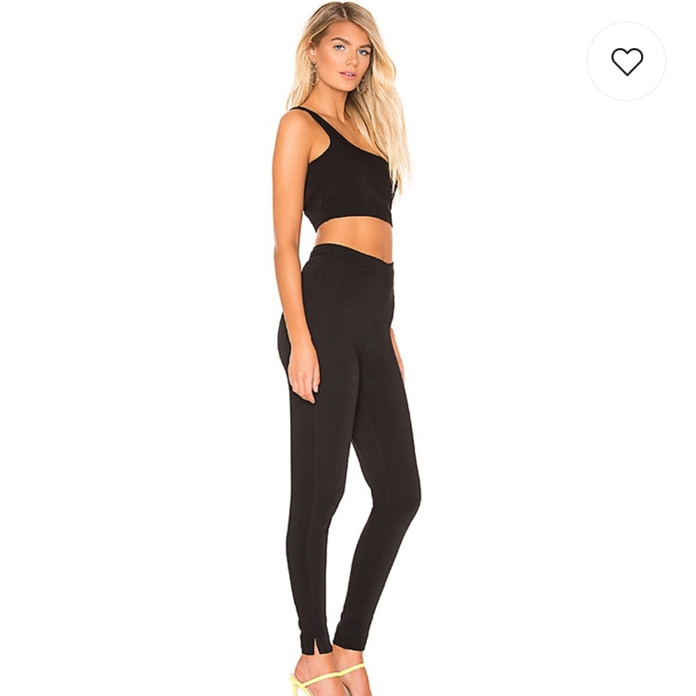 Revolve Jacqueline asymmetrical pant set in black